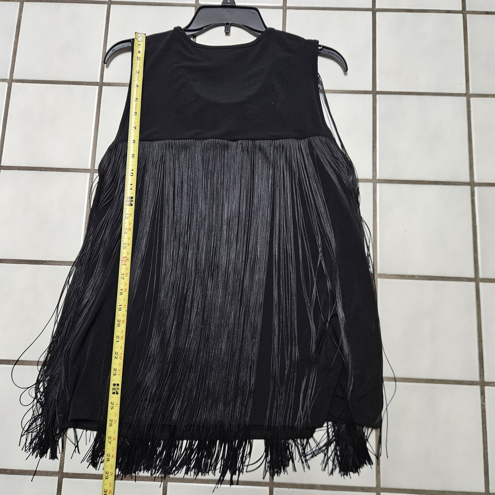 Dressy Black Fringe Tank Top Alfani Size Large - Picture 5 of 6